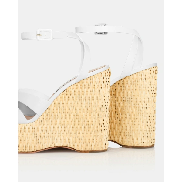 Aquazzura Copacabana Wedge 130 in White, view 4 | Wedges