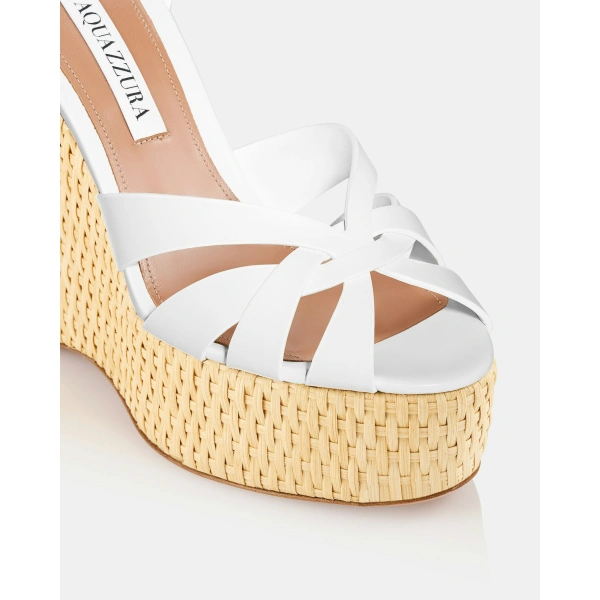 Aquazzura Copacabana Wedge 130 in White, view 6 | Wedges