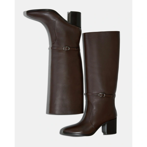 Aquazzura Cotswold Boot 65 in Espresso, view 3 | Knee-High Boots