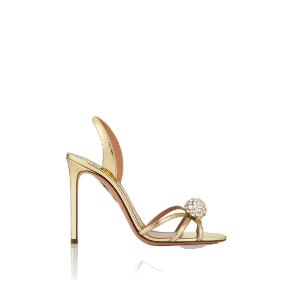 Crystal Bubble Sandal 105 in Soft Gold