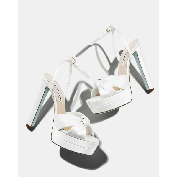 Aquazzura Cupid Bridal Plateau 130 in White, view 3 | Platform Heels