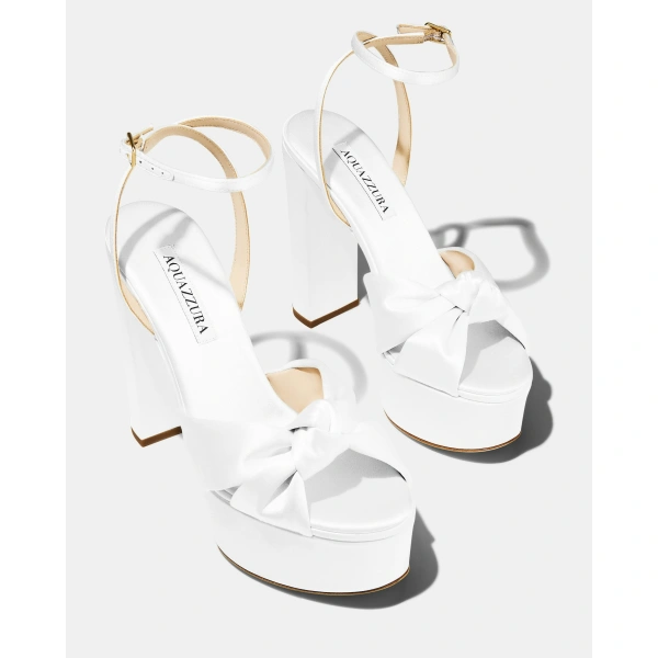 Aquazzura Cupid Sandal Plateau 120 in White, view 3 | Platform Heels