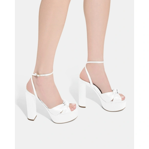 Aquazzura Cupid Sandal Plateau 120 in White, view 5 | Platform Heels