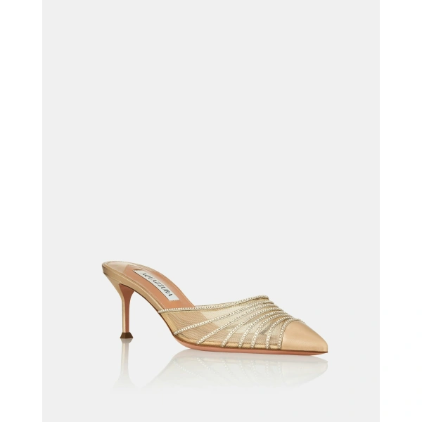 Aquazzura Dream Girl Crystal Mule Pump 65 in Light Copper, view 2 | Mules