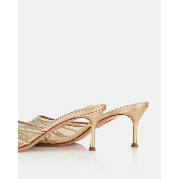Aquazzura Dream Girl Crystal Mule Pump 65 in Light Copper, view 4 | Mules