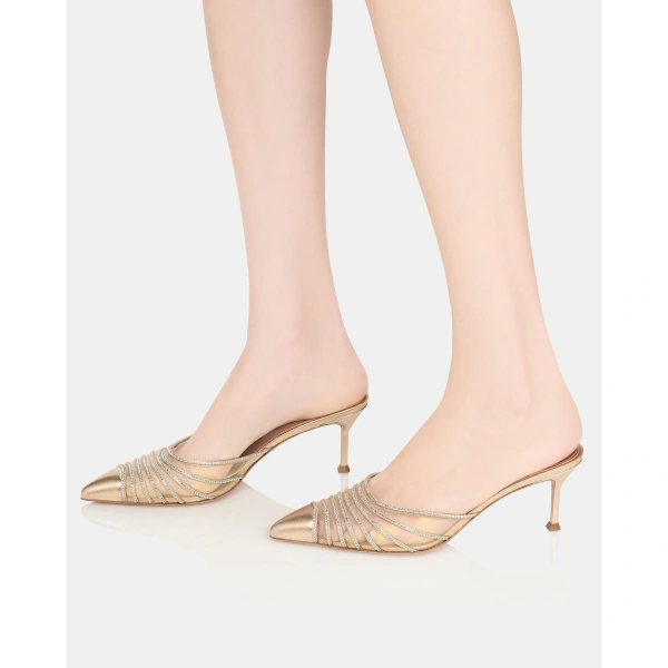 Aquazzura Dream Girl Crystal Mule Pump 65 in Light Copper, view 5 | Mules