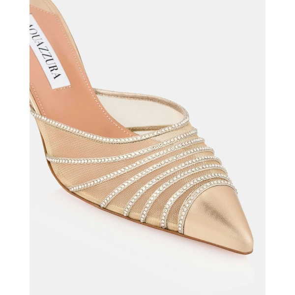 Aquazzura Dream Girl Crystal Mule Pump 65 in Light Copper, view 6 | Mules