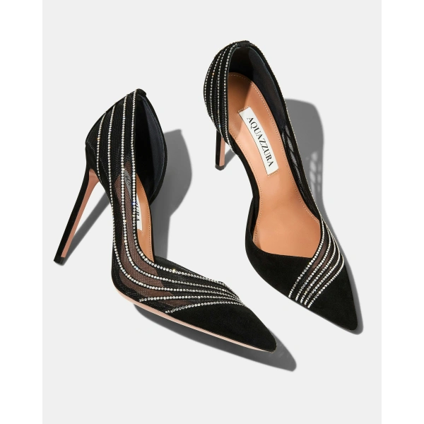Aquazzura Dream Girl Pump 105 in Black, view 3 | Pumps