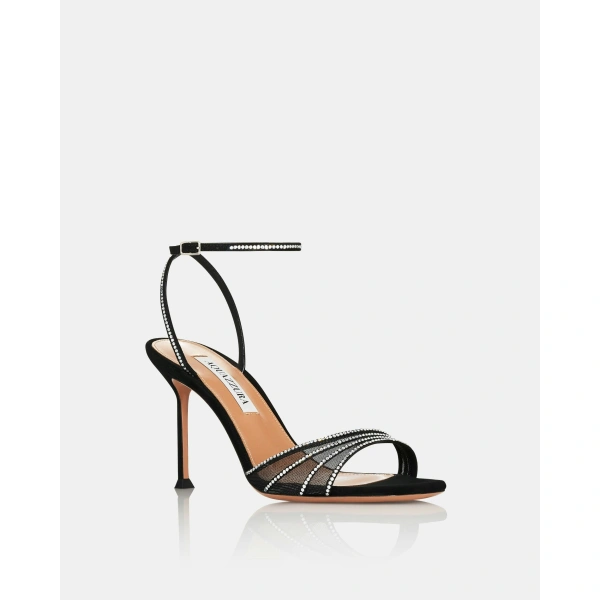 Aquazzura Dream Girl Sandal 85 in Black, view 2 | Sandals