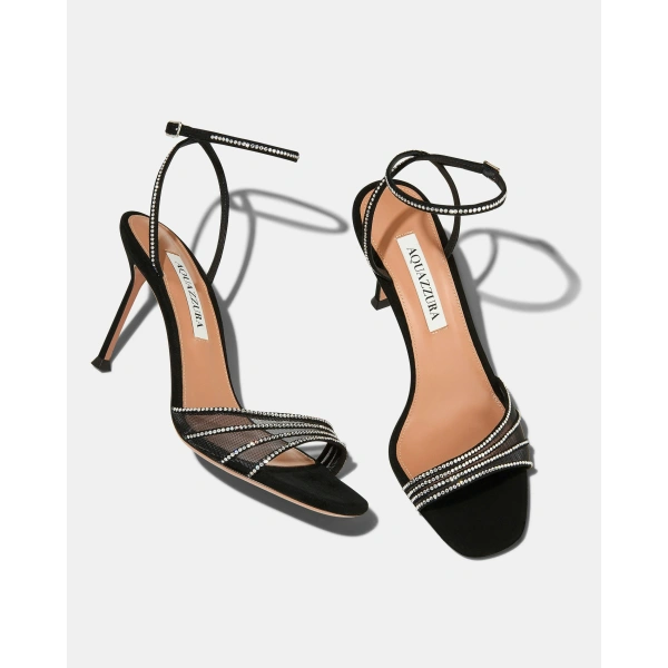 Aquazzura Dream Girl Sandal 85 in Black, view 3 | Sandals