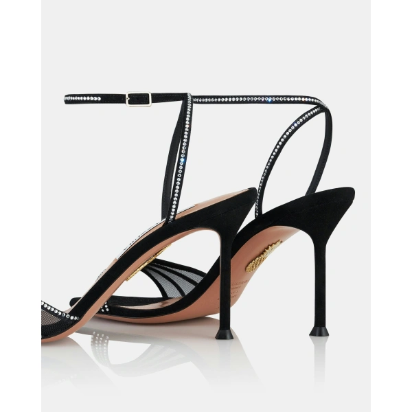 Aquazzura Dream Girl Sandal 85 in Black, view 4 | Sandals