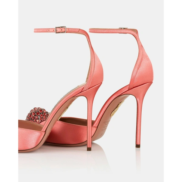 Aquazzura Drop Crystal Pump 105 in Spring Peach, view 4 | Pumps
