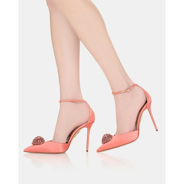 Aquazzura Drop Crystal Pump 105 in Spring Peach, view 5 | Pumps