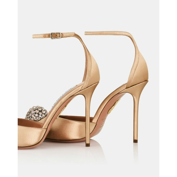Aquazzura Drop Crystal Pump 105 in Warm Nude, view 4 | Pumps