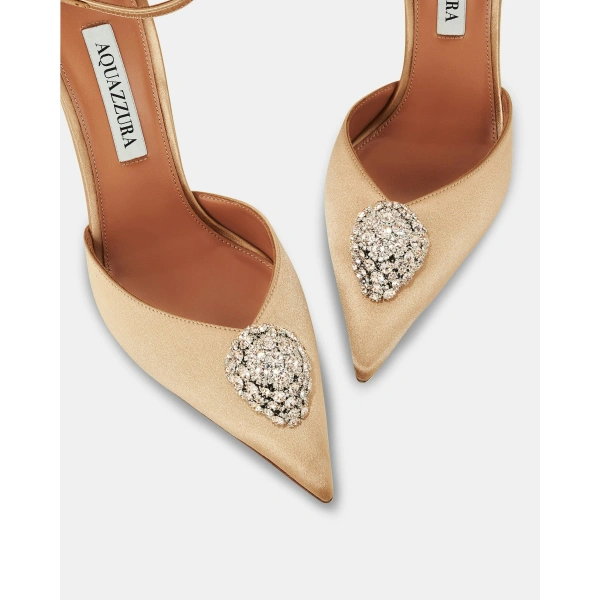 Aquazzura Drop Crystal Pump 105 in Warm Nude, view 6 | Pumps