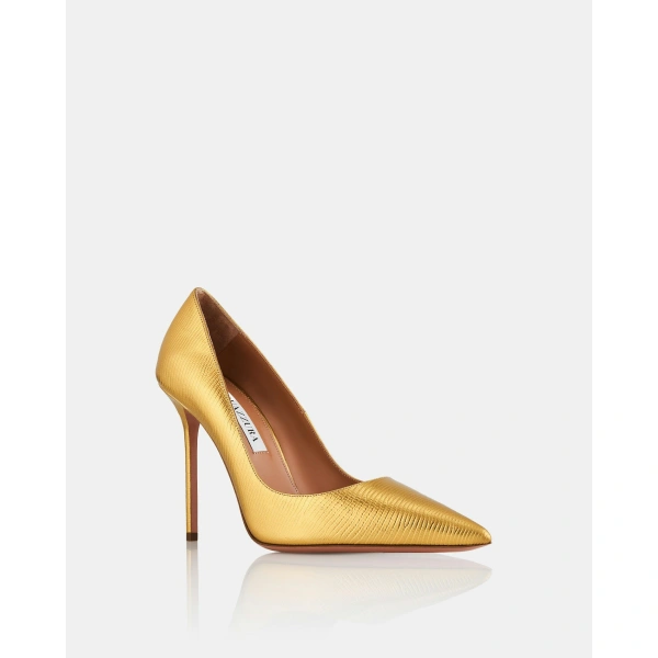 Aquazzura Essence Pump 105 in Gold, view 2 | Pumps