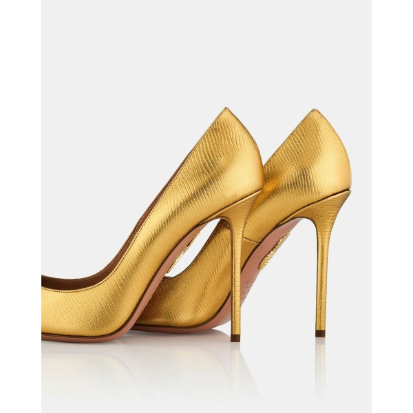 Aquazzura Essence Pump 105 in Gold, view 4 | Pumps