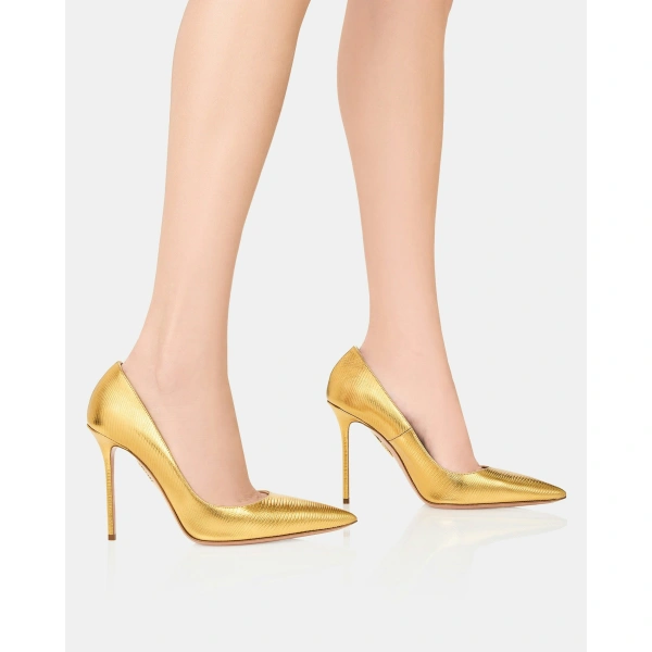 Aquazzura Essence Pump 105 in Gold, view 5 | Pumps