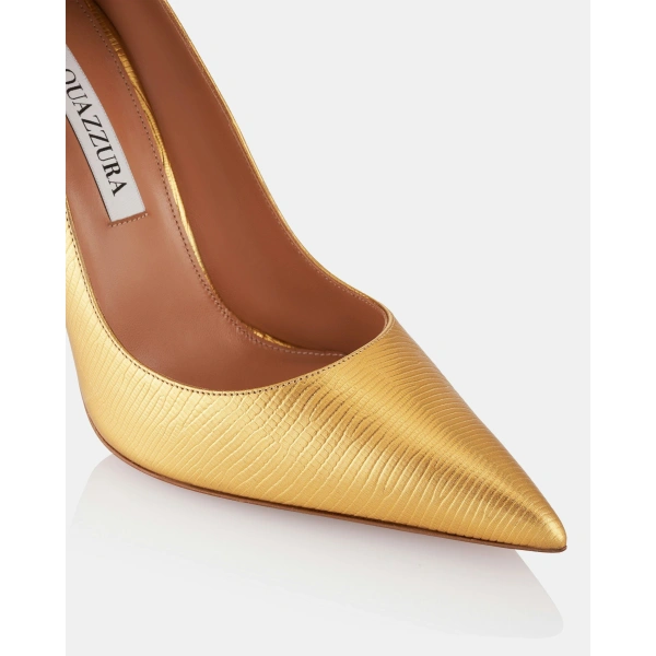 Aquazzura Essence Pump 105 in Gold, view 6 | Pumps