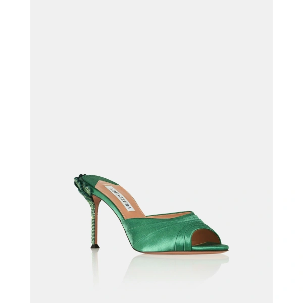 Aquazzura Fleur Sauvage Mule Sandal 85 in Pine, view 2 | Mules