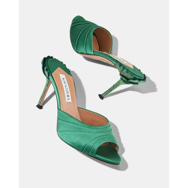 Aquazzura Fleur Sauvage Mule Sandal 85 in Pine, view 3 | Mules
