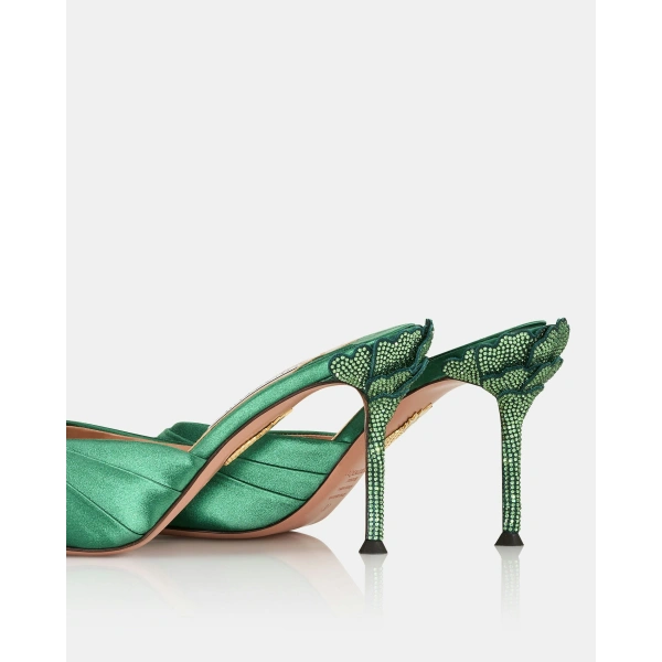 Aquazzura Fleur Sauvage Mule Sandal 85 in Pine, view 4 | Mules