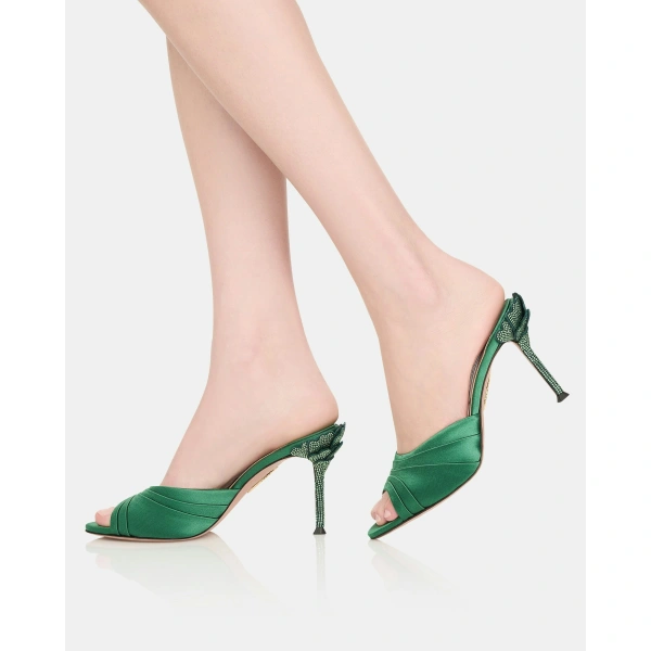 Aquazzura Fleur Sauvage Mule Sandal 85 in Pine, view 5 | Mules