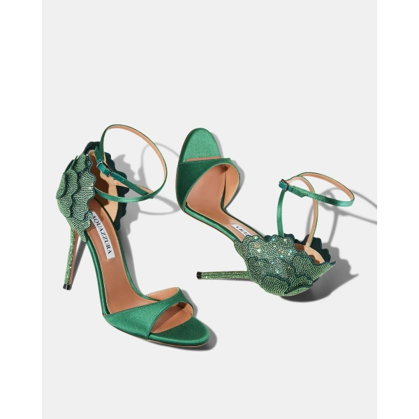 Aquazzura Fleur Sauvage Sandal 105 in Pine, view 3 | Sandals