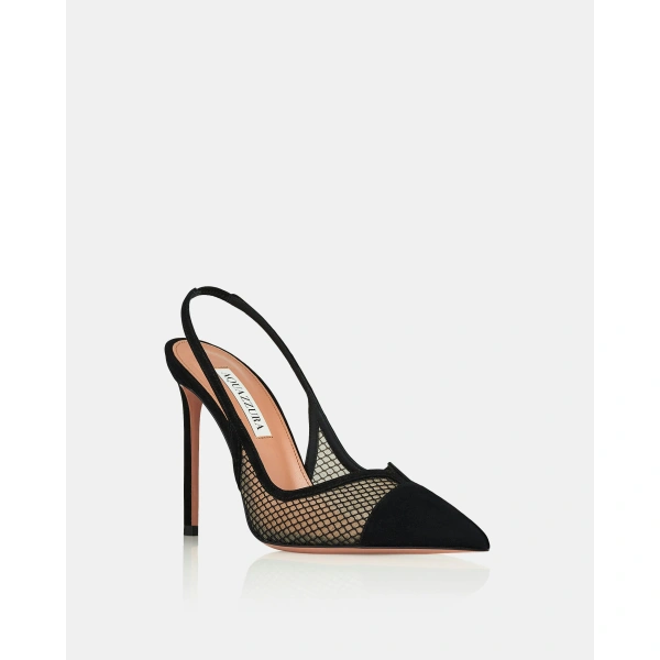 Aquazzura Gia Mesh Sling 105 in Black, view 2 | Slingbacks
