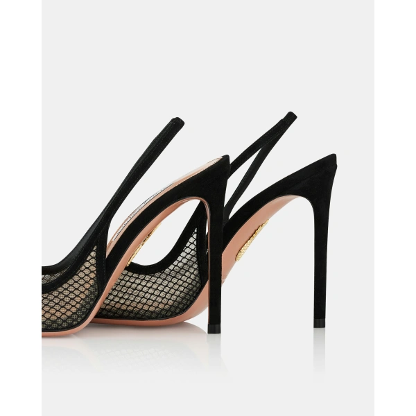 Aquazzura Gia Mesh Sling 105 in Black, view 4 | Slingbacks