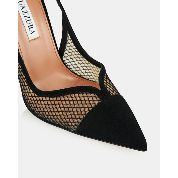 Aquazzura Gia Mesh Sling 105 in Black, view 6 | Slingbacks