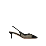 Aquazzura Gia Mesh Sling 50 in Black | Kitten Heels