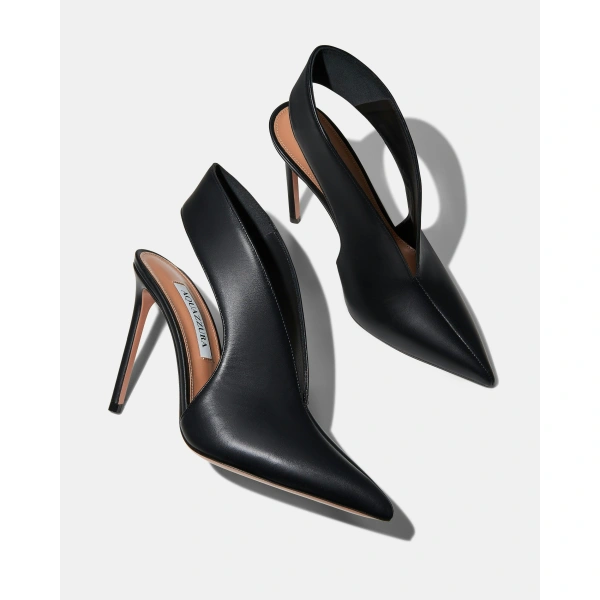 Aquazzura Heart Stopper Sling Pump 105 in Black, view 3 | Slingbacks