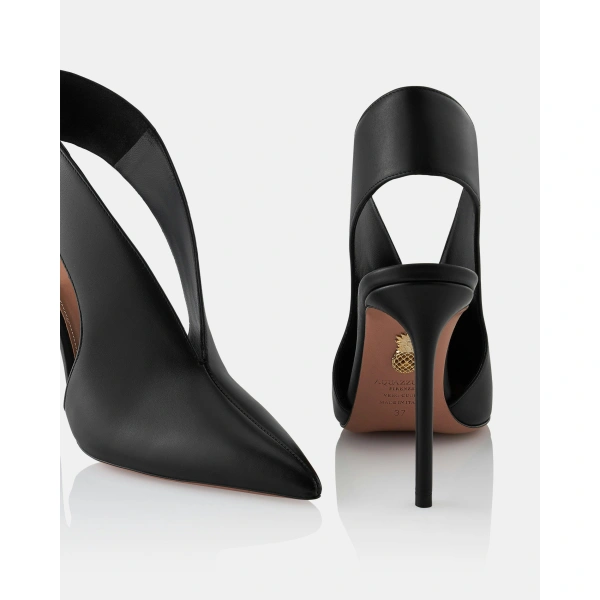 Aquazzura Heart Stopper Sling Pump 105 in Black, view 4 | Slingbacks