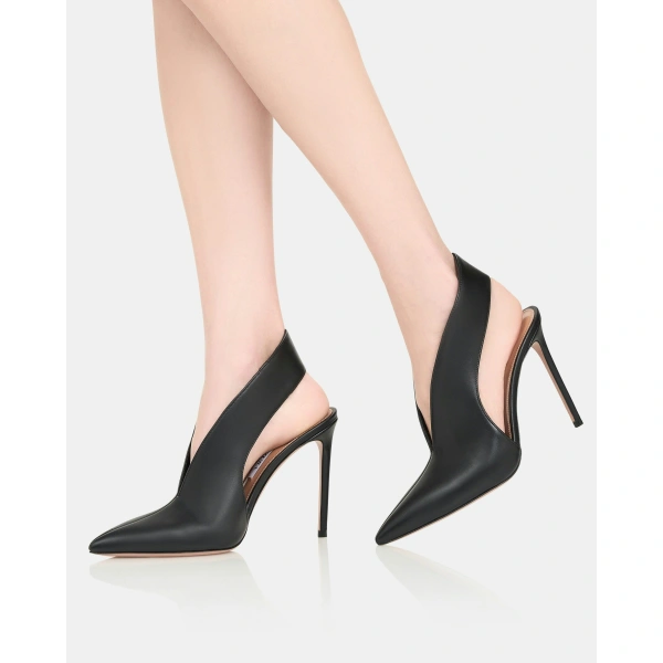 Aquazzura Heart Stopper Sling Pump 105 in Black, view 5 | Slingbacks