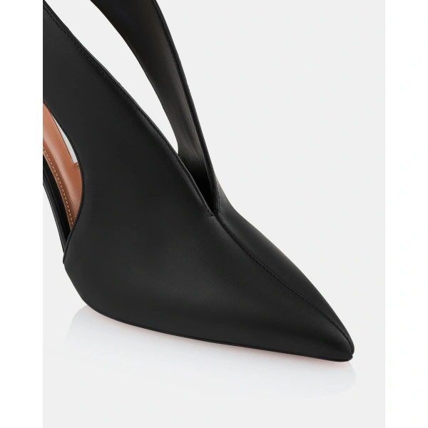 Aquazzura Heart Stopper Sling Pump 105 in Black, view 6 | Slingbacks