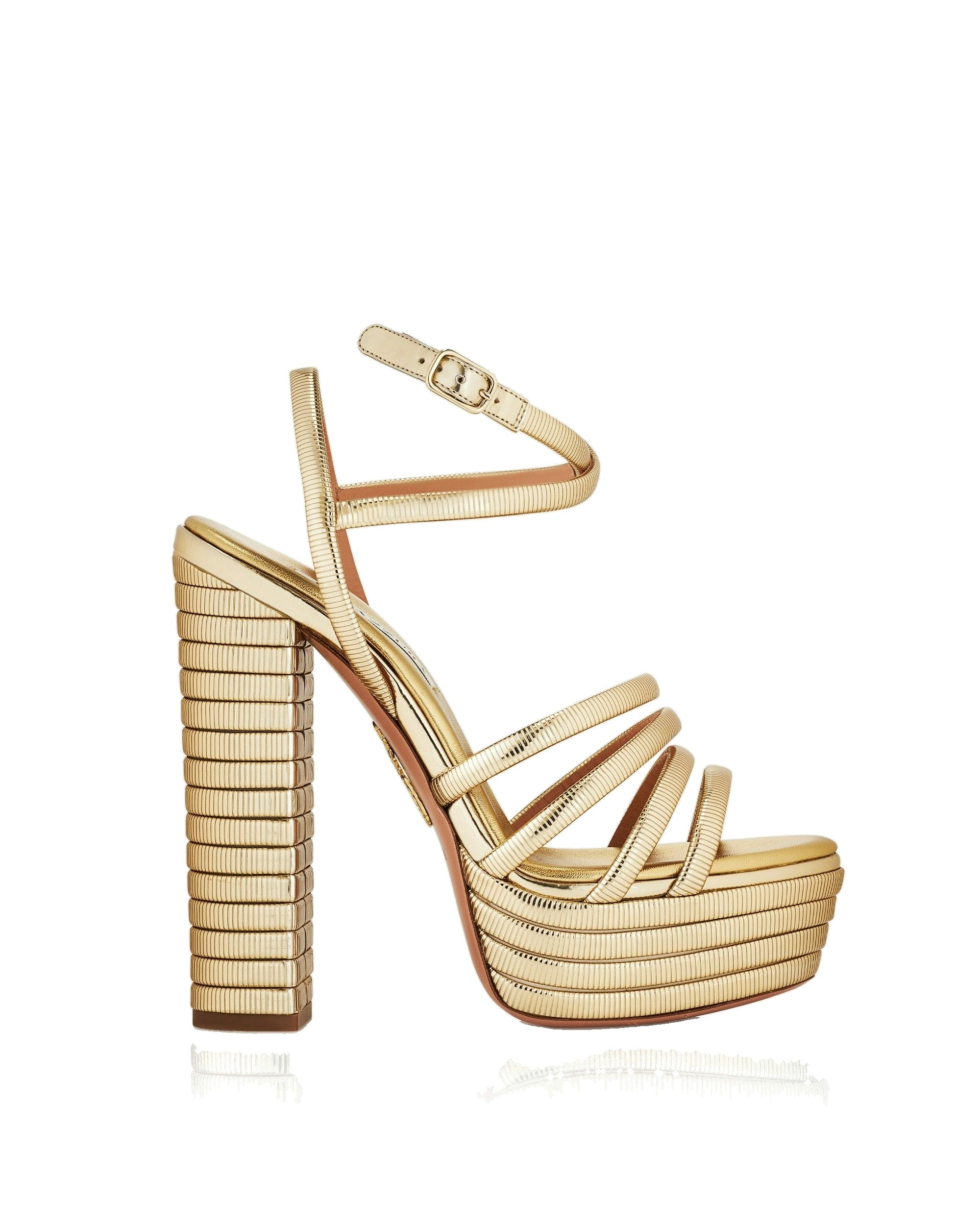 Aquazzura Heatwave Sandal Plateau 140 in Soft Gold Aquazzura Heatwave Sandal Plateau 140 in Soft Gold | Platform Heels