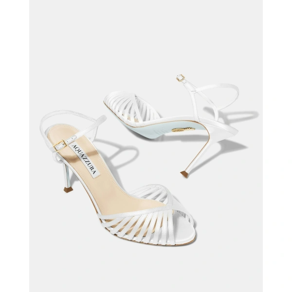 Aquazzura Hold Me Sandal 85 in White, view 3 | Sandals