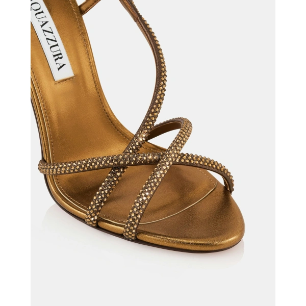 Aquazzura Horizon Crystal Sandal 105 in Dark Bronze, view 5 | Sandals