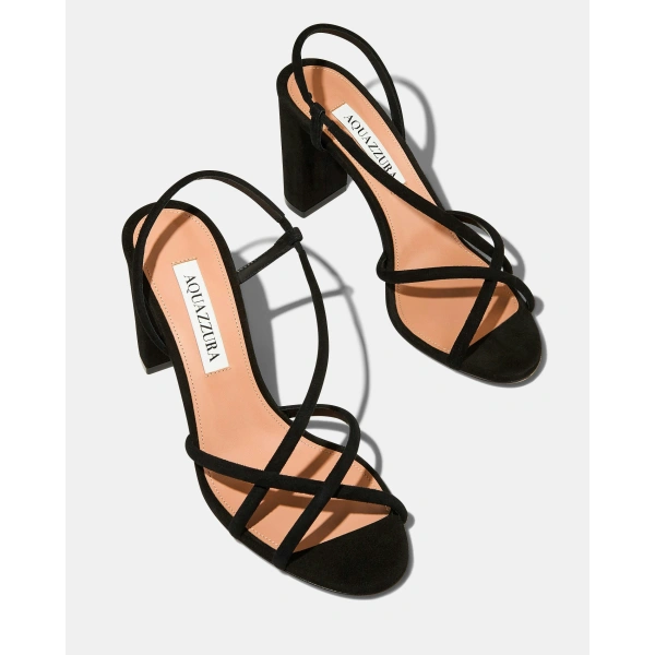 Aquazzura Horizon Sandal 85 in Black, view 3 | Sandals