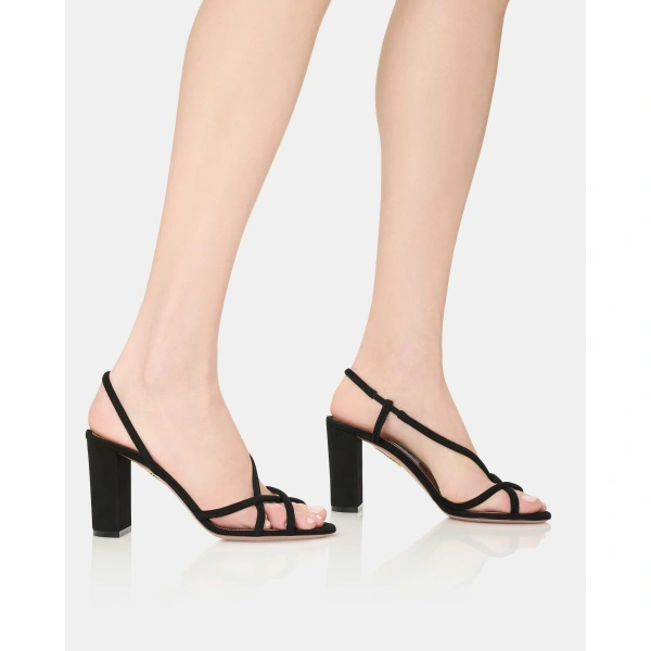 Aquazzura Horizon Sandal 85 in Black, view 5 | Sandals
