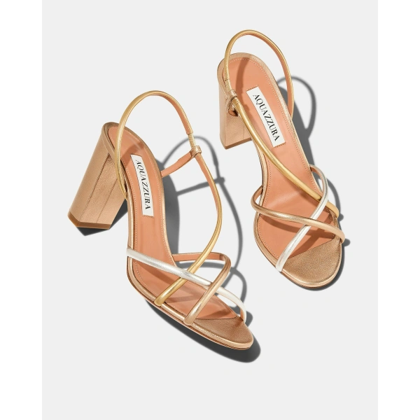 Aquazzura Horizon Sandal 85 in Multi Metal, view 3 | Sandals
