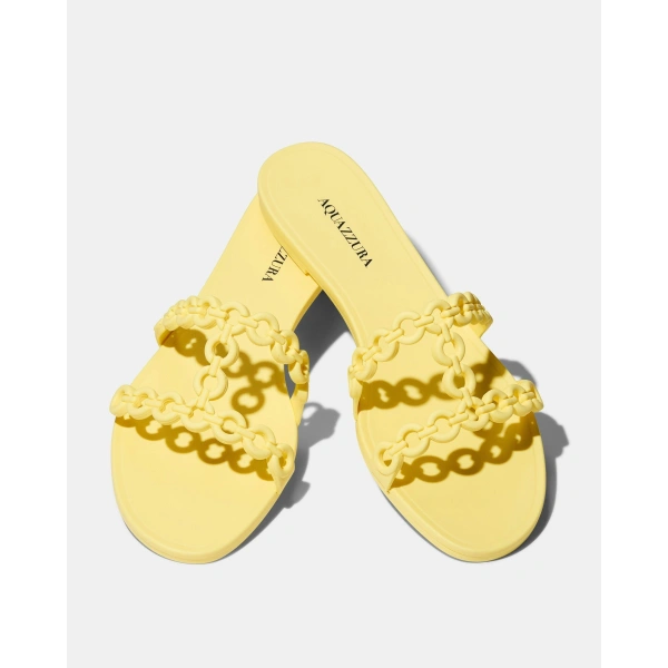 Aquazzura Infinity Chain Jelly Sandal Flat in Daisy, view 3 | Sandals