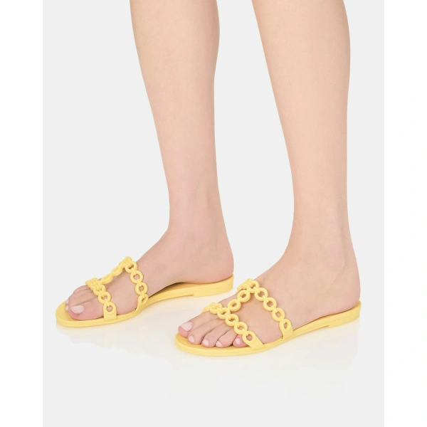 Aquazzura Infinity Chain Jelly Sandal Flat in Daisy, view 5 | Sandals