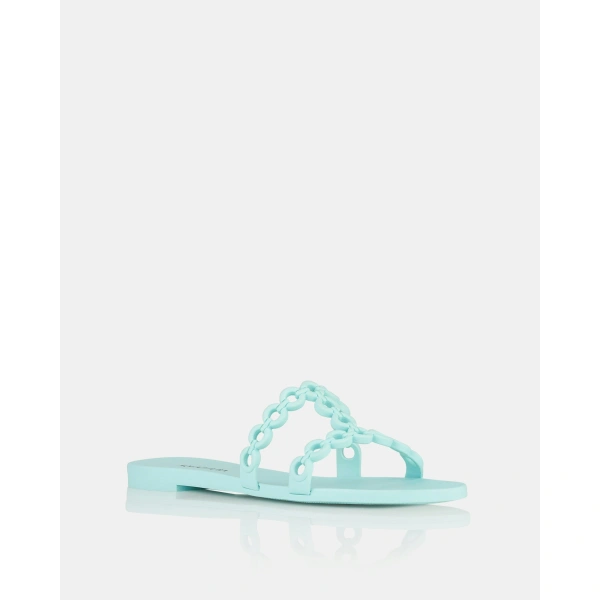 Aquazzura Infinity Chain Jelly Sandal Flat in Seabreeze, view 2 | Sandals