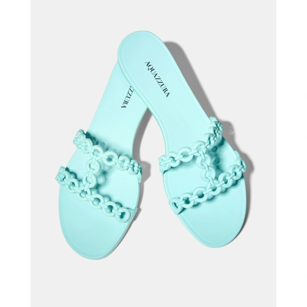 Aquazzura Infinity Chain Jelly Sandal Flat in Seabreeze, view 3 | Sandals