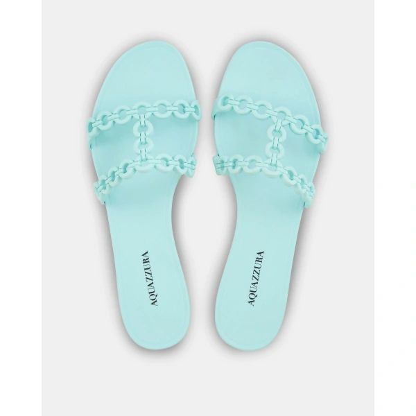 Aquazzura Infinity Chain Jelly Sandal Flat in Seabreeze, view 4 | Sandals