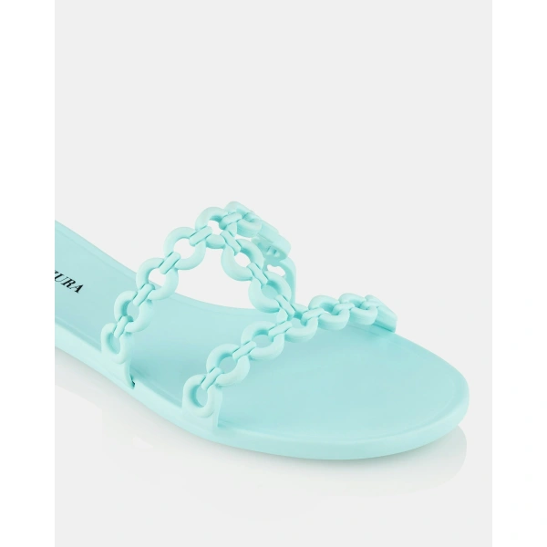 Aquazzura Infinity Chain Jelly Sandal Flat in Seabreeze, view 6 | Sandals