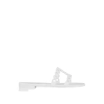 Aquazzura Infinity Chain Jelly Sandal Flat in White | Sandals