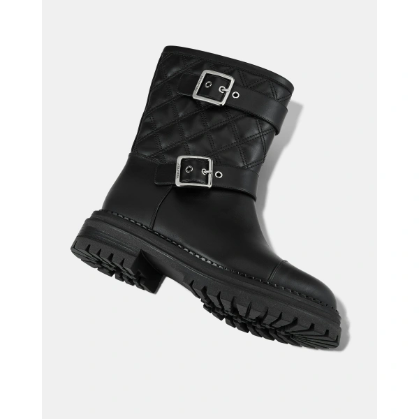 Aquazzura Liam Biker Bootie 30 in Black, view 3 | Ankle Boots